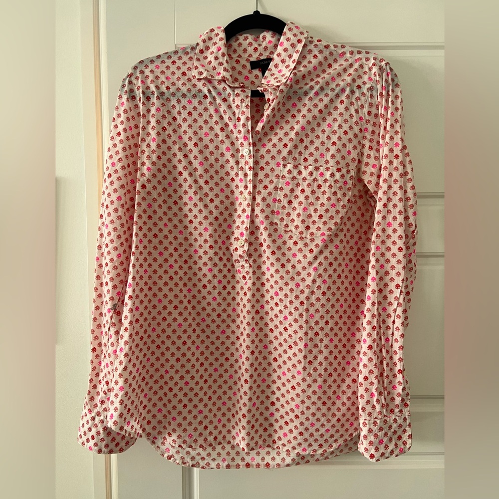 JCrew Lightweight Henley button down. Cute print.